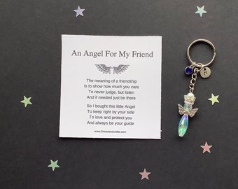 Friend gift, guardian angel gift, protection angel, Austrian crystal gift, bag charm, key ring, friendship gift, Austrian crystal angel,