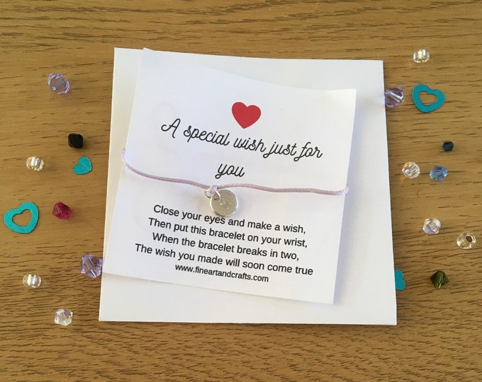 Wish bracelet, A special wish just for you, can be personalised, initial bracelet, cute gift idea