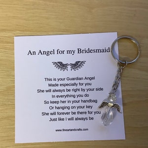 bridesmaid gift, guardian angel gift, protection angel, bag charm, key ring, an angel for my bridesmaid, gift idea