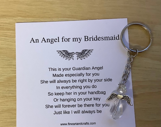 bridesmaid gift, guardian angel gift, protection angel, bag charm, key ring, an angel for my bridesmaid, gift idea