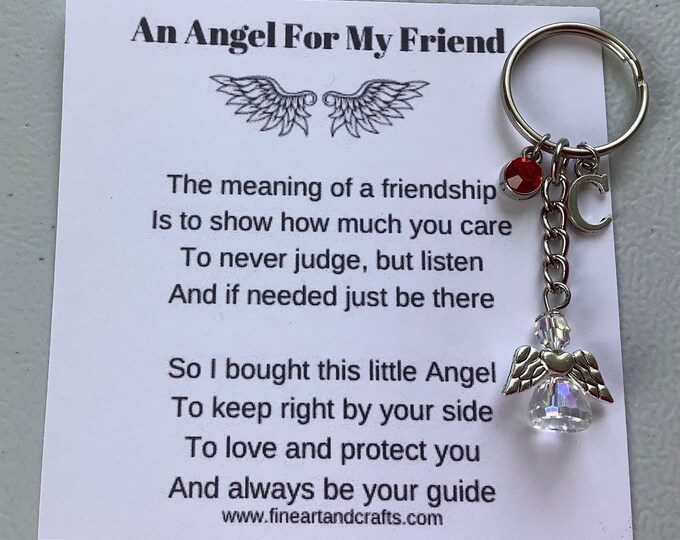 Swarovski gift, personalised gift, protection angel, key ring, best friend gift idea, Swarovski keepsake, friend