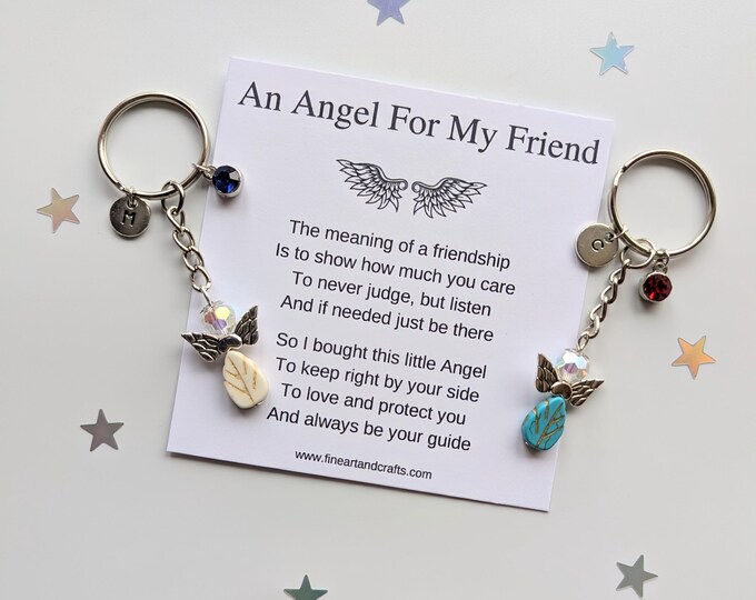 Luxury Friend gift, guardian angel gift, protection angel, bag charm, key ring, best friend gift idea, Turquoise or cream birthday gift