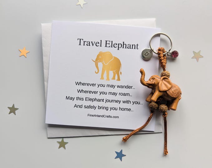 Luxury Elephant keychain, large macrame elephant keyring, travel elephant, bag charm, birthday gift idea, good luck charm, personalised