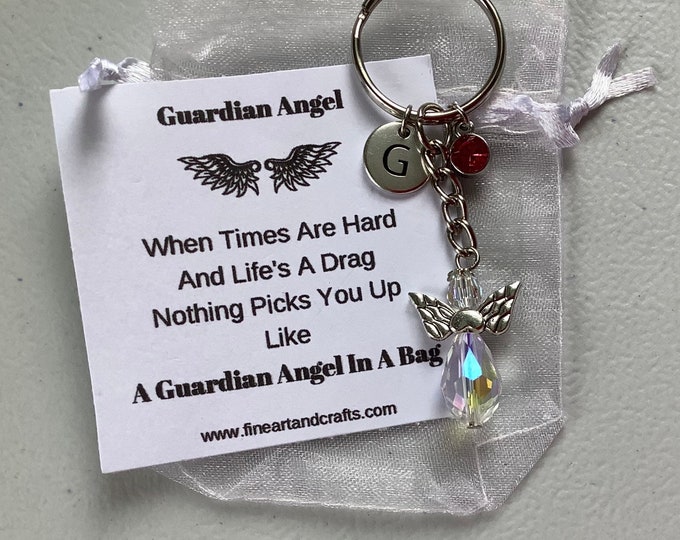 Swarovski Friend gift, guardian angel gift, protection angel, bag charm, key ring, pick me up gift idea, angel charm