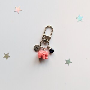 Pink Travel elephant keychain, elephant keyring, good luck charm, personalised, elephant bag charm, birthday gift idea for a friend image 3