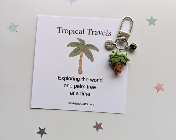 Lucky palm tree keychain, birthday gift idea, tree keyring, tropical bag charm, good luck charm, personalised,  friendship gift