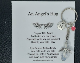 an angel's hug, guardian angel gift, protection angel, bag charm, key ring, teacher's gift idea, school child gift idea
