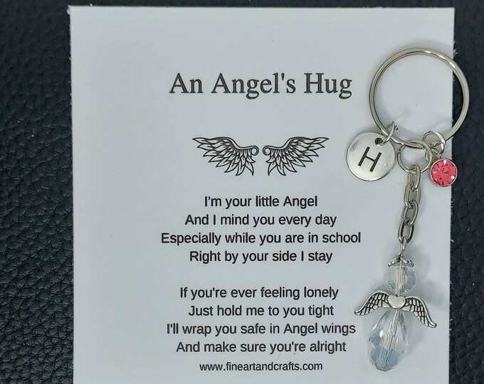 an angel's hug, guardian angel gift, protection angel, bag charm, key ring, teacher's gift idea, school child gift idea