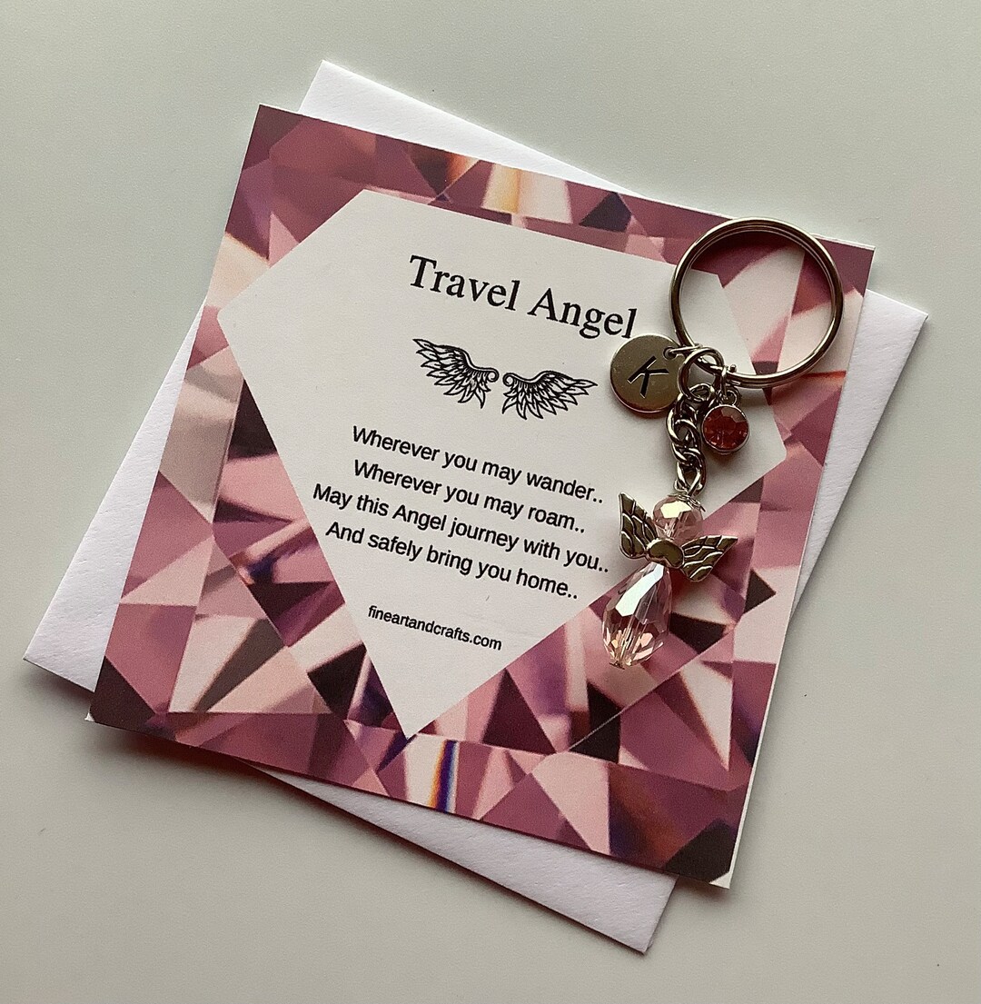 Swarovski Pink Guardian Angel Keychain, Angel Key Ring Gift, Protection ...