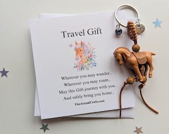 Luxury Horse keychain, large macrame horse keyring, travel horse, horse bag charm, birthday gift, good luck charm, personalised, travel gift