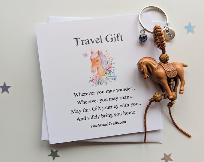 Luxury Horse keychain, large macrame horse keyring, travel horse, horse bag charm, birthday gift, good luck charm, personalised, travel gift