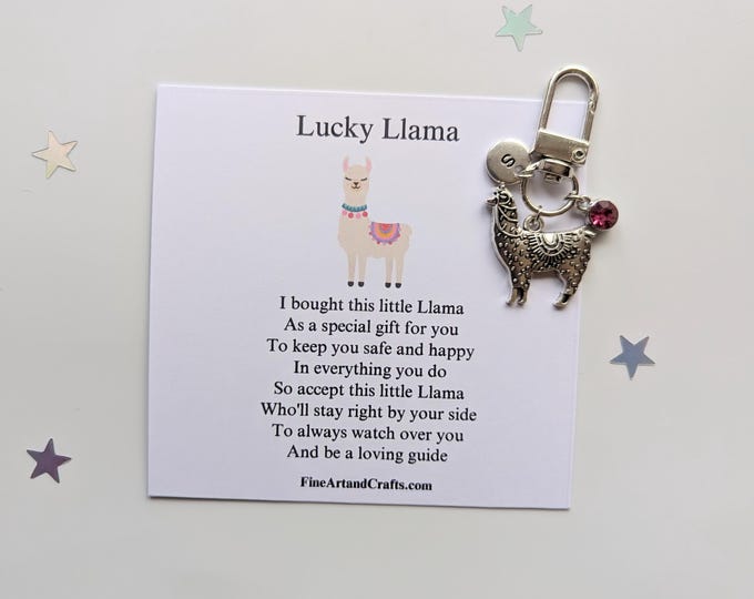 Lucky llama keychain, birthday gift idea, llama keyring, good luck charm, personalised bag charm, friendship gift, llama lover gift