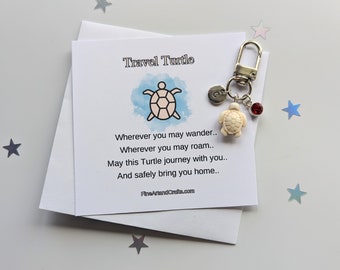 Tartaruga da viaggio, portachiavi tartaruga, portafortuna, portachiavi tartaruga, regalo personalizzato, ciondolo per borsa tartaruga, idea regalo di compleanno, regalo di perle - Italia