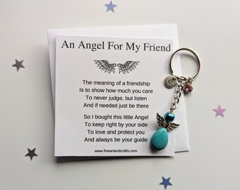 Luxury Turquoise Angel gift, guardian angel gift, protection angel, bag charm, key ring, best friend gift idea, turquoise pearl angel