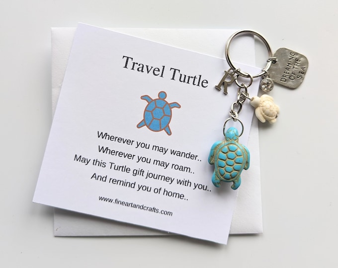 Luxury Turtle keychain, Dreaming of the sea, personalised gift, good luck charm, travel turtles, turtle bag charm, gift idea for a friend