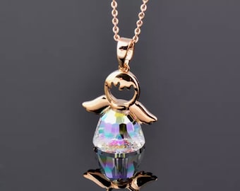 Luxury Swarovski Crystal Angel Pendant on a gold plated, swarovski crystal gift, Crystal pendant