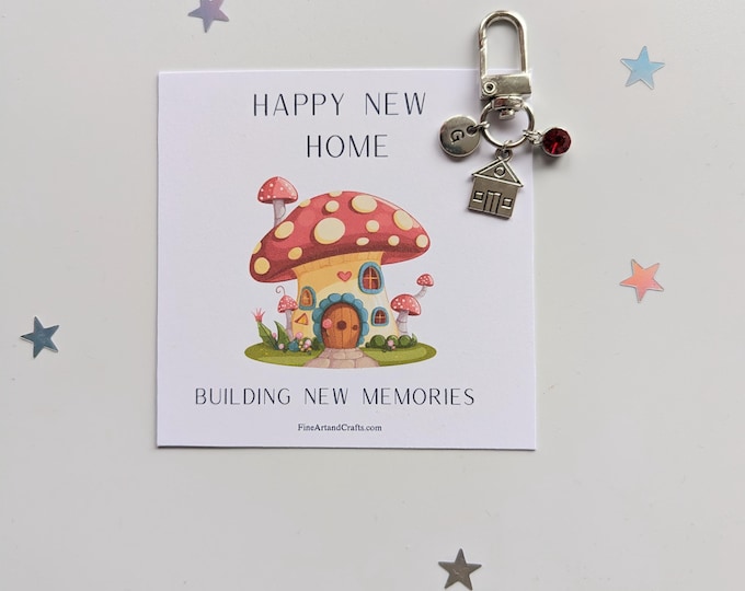 Happy New Home, New Home, House keychain, friend gift, personalised, house bag charm, birthday gift idea for a friend, good luck charm,