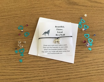 Wish Bracelet, be a wolf, friendship bracelet, beautiful, fierce, loyal, bracelet gift