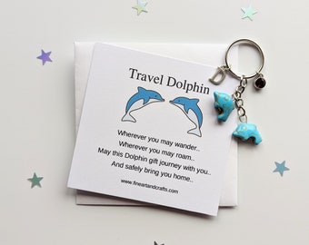 Travel gift, Dolphin keychain, dolphin keyring, personalised gift, good luck charm, travel dolphins, friendship gift, travel keepsake