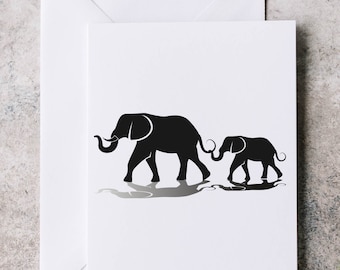 Elephant blank card, birthday card, elephant greeting card, greeting card