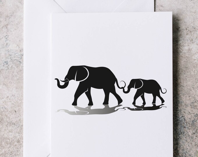 Elephant blank card, birthday card, elephant greeting card, greeting card