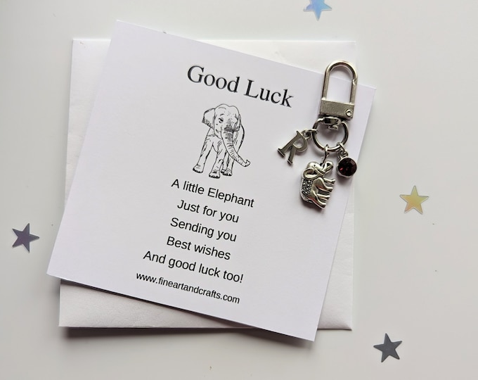 Elephant keychain, elephant keyring, personalised gift, Good luck, gift for a friend, lucky elephant charm, elephant bag charm