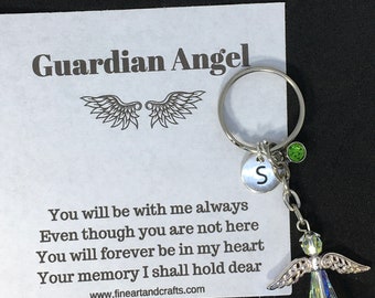 Swarovski angel, Remembrance gift, angel gift, guardian angel key ring, key chain, angel bag charm, memorial angel, swarovski angel keepsake