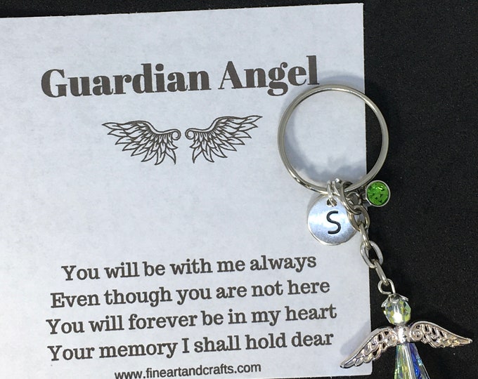 Swarovski angel, Remembrance gift, angel gift, guardian angel key ring, key chain, angel bag charm, memorial angel, swarovski angel keepsake