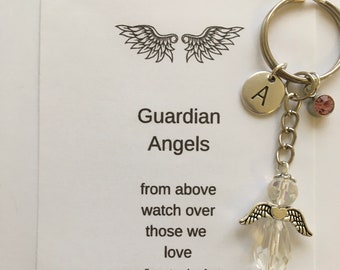 Guardian angel, key chain, keyring, keepsake, gift idea for a loved one, Angel keyring gift