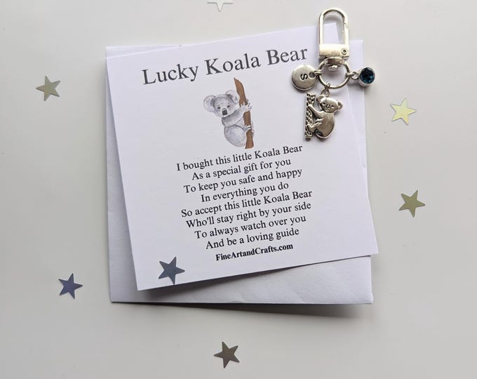 Lucky koala Bear, koala keychain, lucky gift, personalised bag charm, birthday gift idea for a friend, Travel gift, koala bear lover