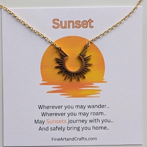 Sun Necklace, Gold necklace, travel gift, sunset gift, gold sunshine necklace, half sun beam necklace, gift for her