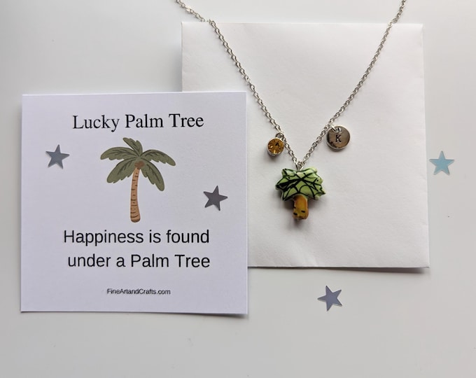 Lucky palm tree necklace, birthday gift idea, tree necklace, palm tree pendant, good luck charm, personalised,  friendship gift