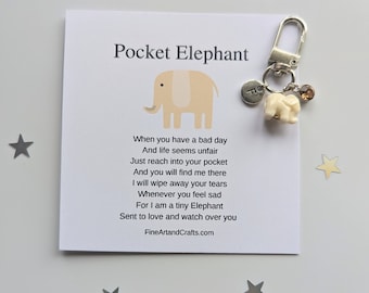 Pocket Elephant, keepsake elephant, Protection elephant, lucky elephant, gift for a friend, personalised gift, elephant bag charm