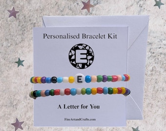 Initial Bracelet, elastic bracelet, bead bracelet, gift for a friend, friendship bracelet, Personalised jewellery, readymade or DIY kit