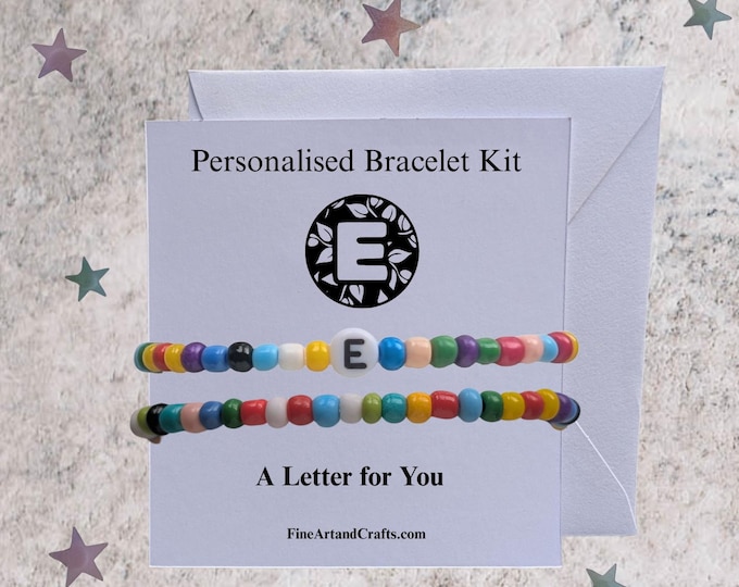 Initial Bracelet, elastic bracelet, bead bracelet, gift for a friend, friendship bracelet, Personalised jewellery, readymade or DIY kit