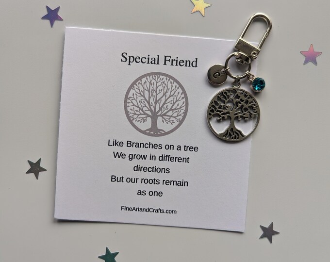 Tree of life keychain, Special Friend gift, Best friend gift, tree of life bag charm, birthday gift idea, good luck charm, personalised