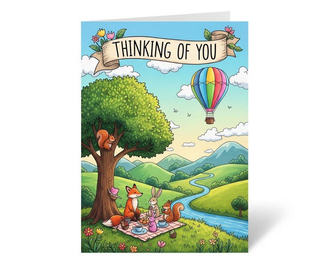 Greeting card, thinking of you greeting card, travel gift, friend card, birthday card, blank greeting card, A6 card