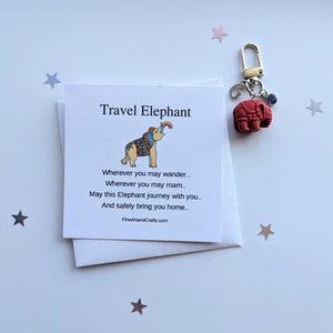 Travel elephant, Natural stone Elephant keychain, lucky elephant, travel gift, elephant keyring, birthday gift, personalised gift