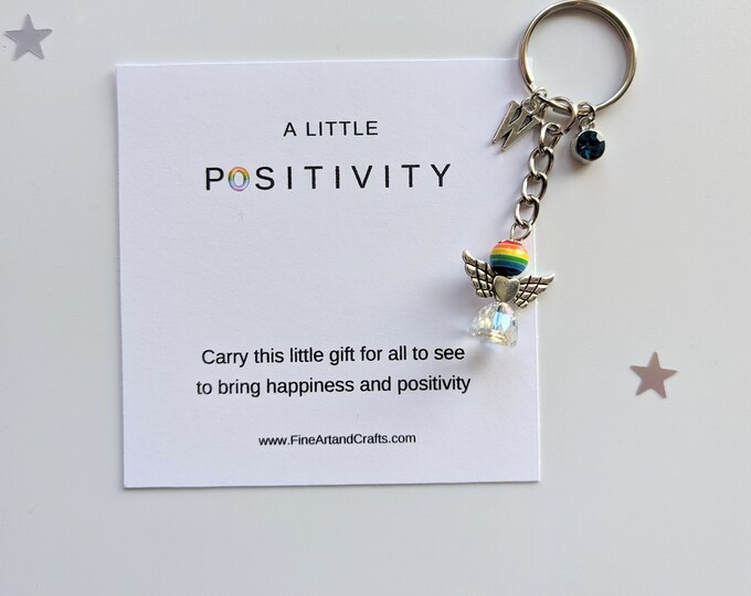 Swarovski angel Guardian angel gift, positivity angel, helping angel, angel gift, angel key chain, angel bag charm, rainbow angel key ring