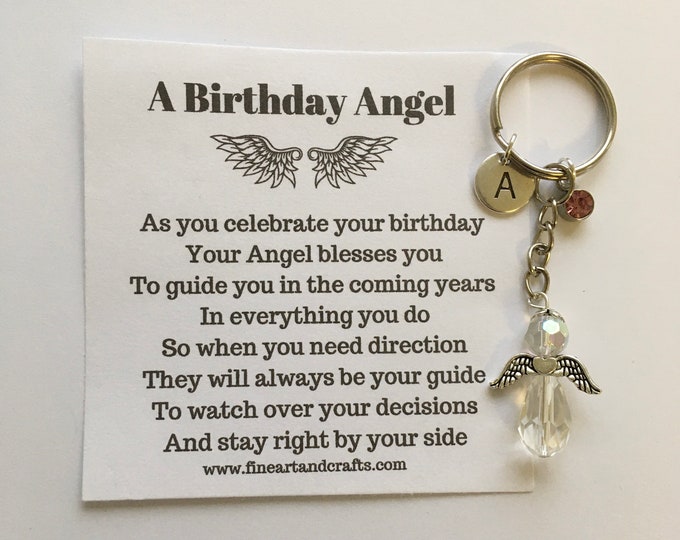 birthday gift, guardian angel, birthday angel, key ring, bag charm, gift idea, keepsake angel