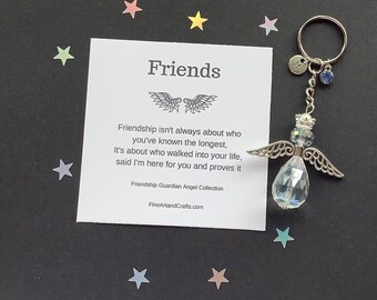 Luxury Friend gift, guardian angel gift, protection angel, bag charm, angel key ring, best friend gift idea, Austrian crystal angel keepsake