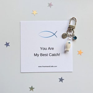 Porzellan Fisch Schlüsselanhänger, Kristall Schlüsselanhänger, Fisch Taschenanhänger, Geburtstagsgeschenk, Angeln Geschenk, Freund, Freundin Geschenk, You Are My Best Catch