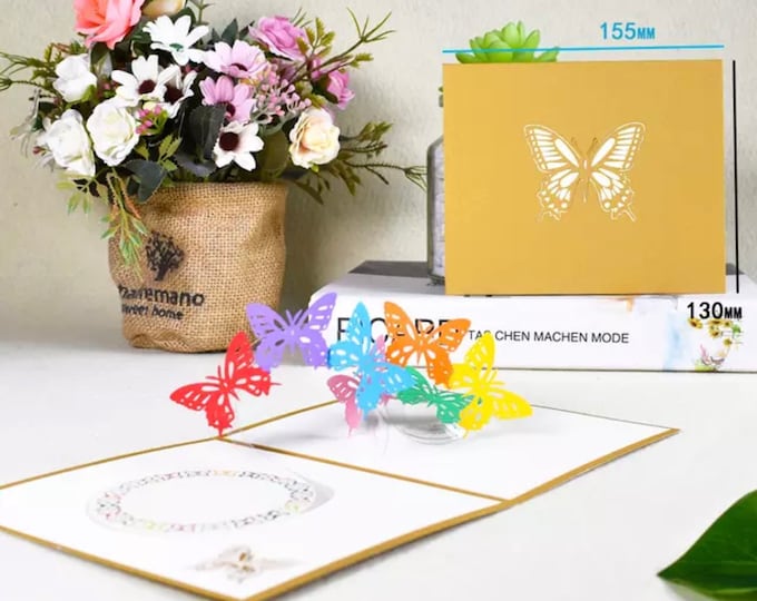 Butterfly greetings card, 3D card, pop up card, card gift
