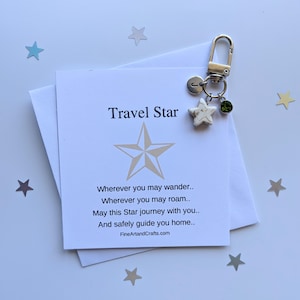 Travel Star, Star Gift, Travel gift, Star keychain, star keyring, personalised gift, good luck charm, friendship gift, travel bag charm