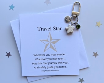 Travel Star, Star Gift, Travel gift, Star keychain, star keyring, personalised gift, good luck charm, friendship gift, travel bag charm