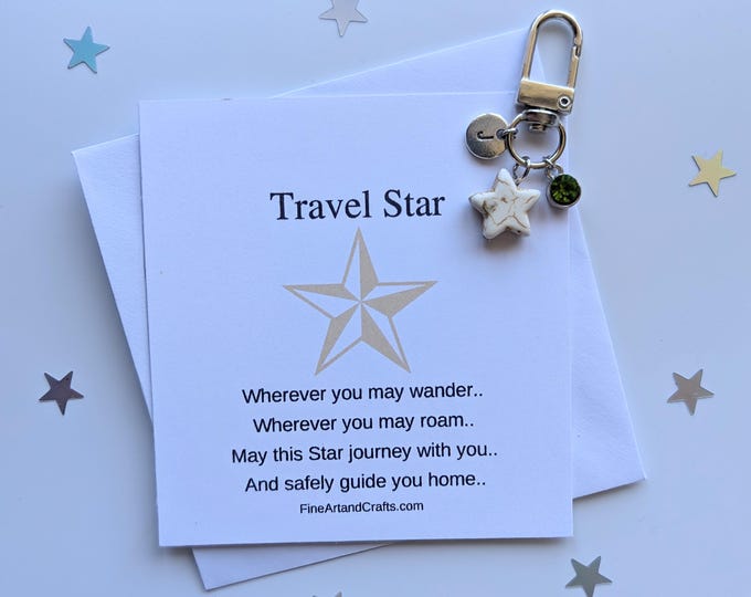 Travel Star, Star Gift, Travel gift, Star keychain, star keyring, personalised gift, good luck charm, friendship gift, travel bag charm