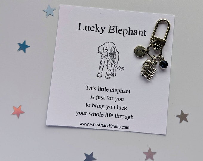 Elephant keychain, elephant keyring, personalised gift, special friend gift , gift for a friend, lucky elephant charm, elephant bag charm
