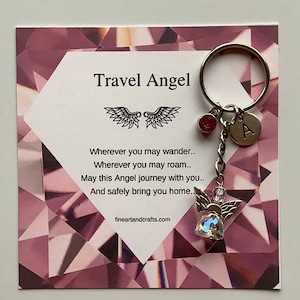 Chaveiro de anjo da guarda Swarovski, presente de chaveiro de anjo, anjo de proteção, anjo de viagem, pingente de bolsa de anjo, chaveiro de anjo