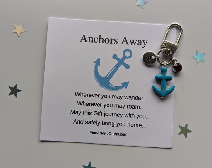 Anchor keychain, Travel anchor, anchor keyring, anchor bag charm, birthday gift, cruise ship present, safe travels, Anchors Away