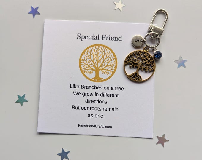 Special Friend gift, Tree of life keychain, Best friend gift, tree of life bag charm, birthday gift idea, good luck charm, personalised